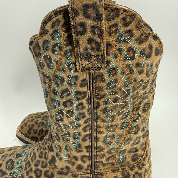 Ariat Kid's Primetime Leopard print Brown Leather US 1 Western Boot 10044422 - Picture 3 of 12